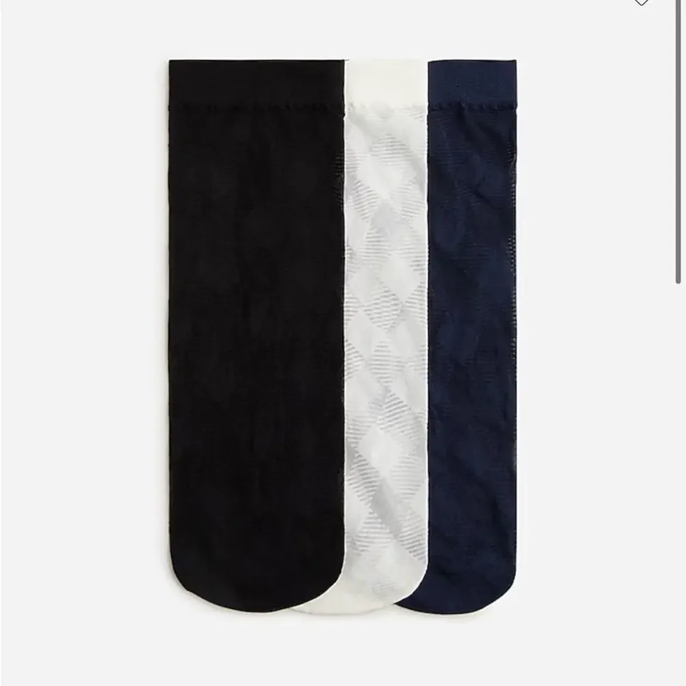 J. Crew Sheer buffalo plaid socks three-pack